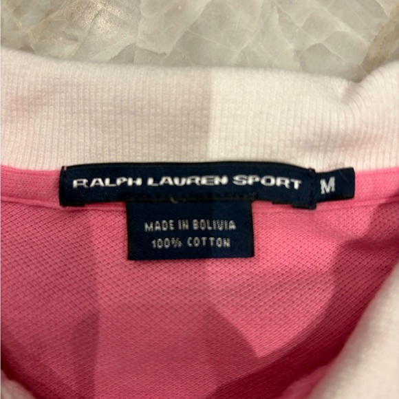 Ralph Lauren Sport Pink & White Striped Polo Shirt – Size M - Picture 5 of 5